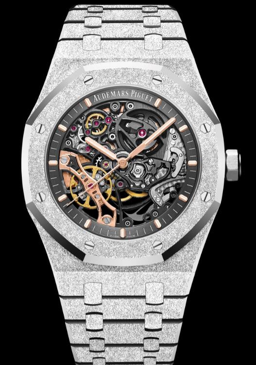 Audemars Piguet ROYAL OAK FROSTED GOLD DOUBLE BALANCE WHEEL OPENWORKED Replica watch REF: 15407BC.GG.1224BC.01